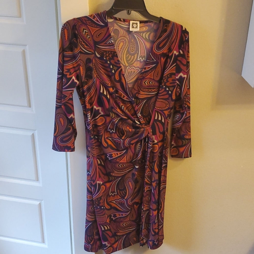 Anne Klein Wrap Print Dress